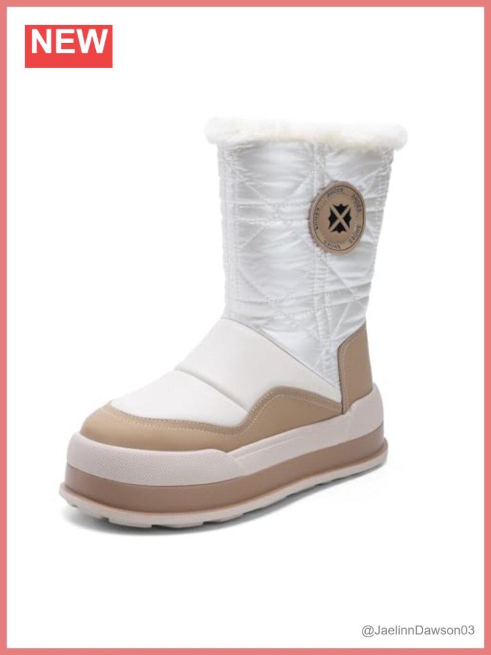 Winter Snow Boots Women Fleece Lined Anti-Slip Mid-Calf Zip Outdoor Hiking